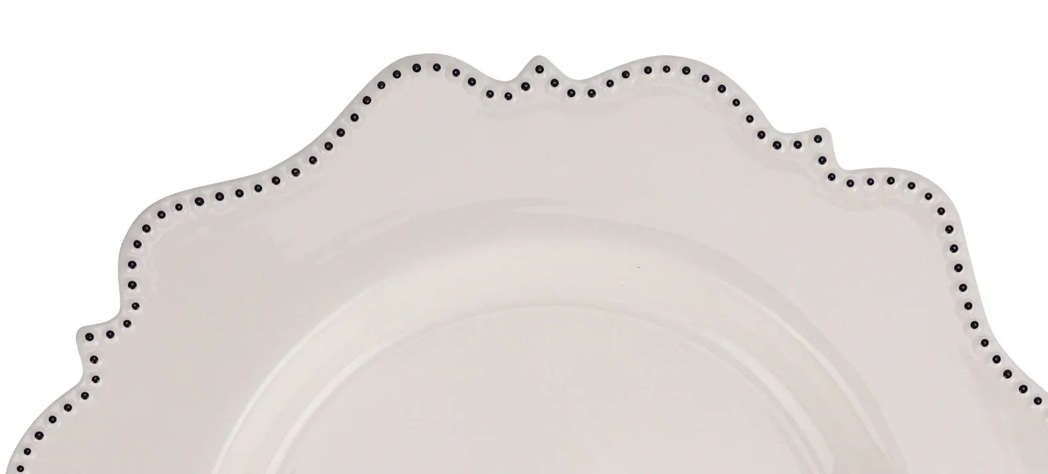 Ivory with Navy Beaded Scalloped Charger - The Mayfair Hall