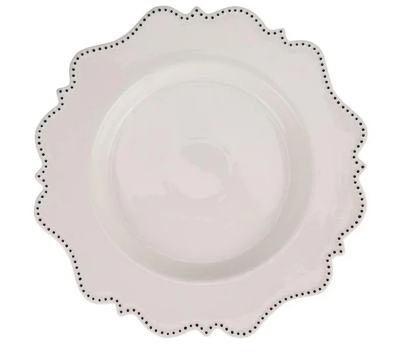 Ivory with Navy Beaded Scalloped Charger - The Mayfair Hall