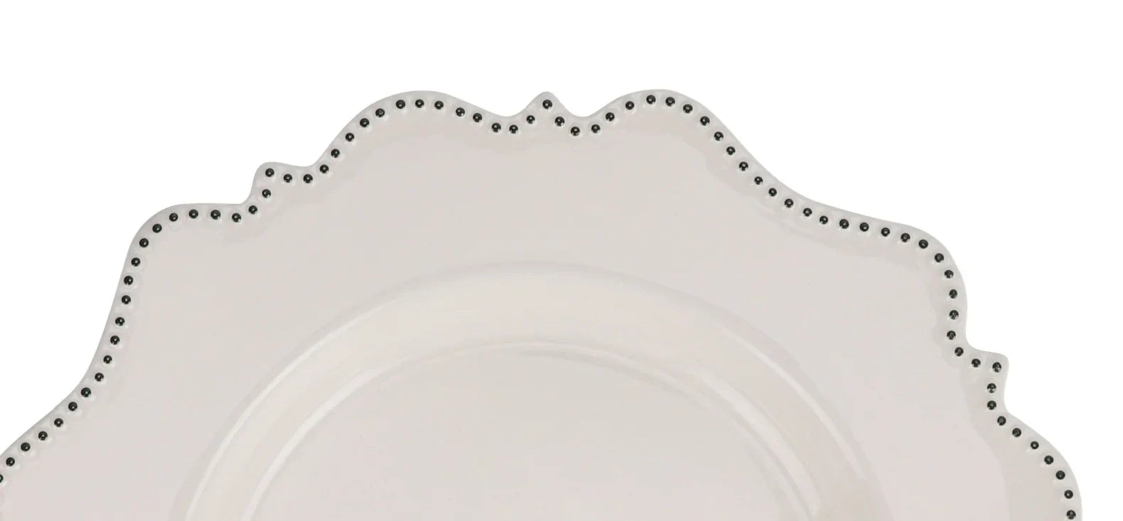 IVORY WITH Green BEADED SCALLOPED CHARGER - The Mayfair Hall