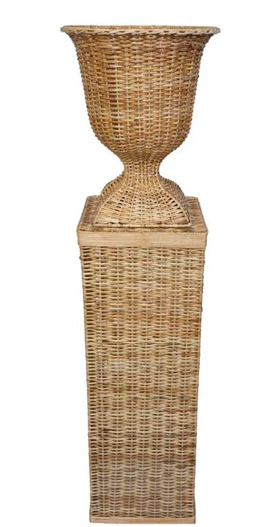 Square Wicker Urn and Pedestal