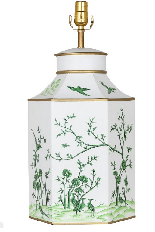 Ivory & Green Hexagon Lamp