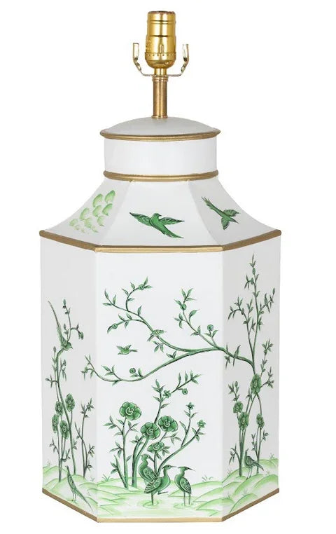Ivory & Green Hexagon Lamp - The Mayfair Hall