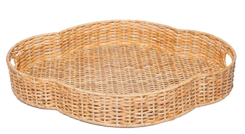 Scalloped Round Wicker Tray - The Mayfair Hall
