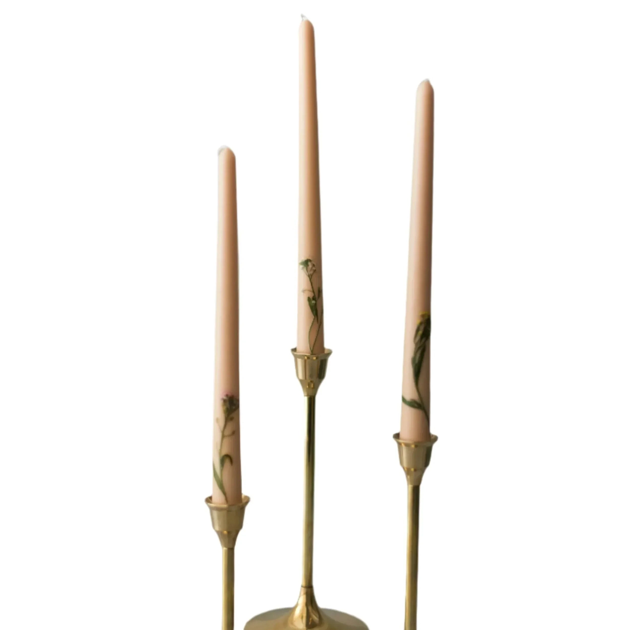 Floral Inlaid Tapered Candle (Set of 3) - The Mayfair Hall