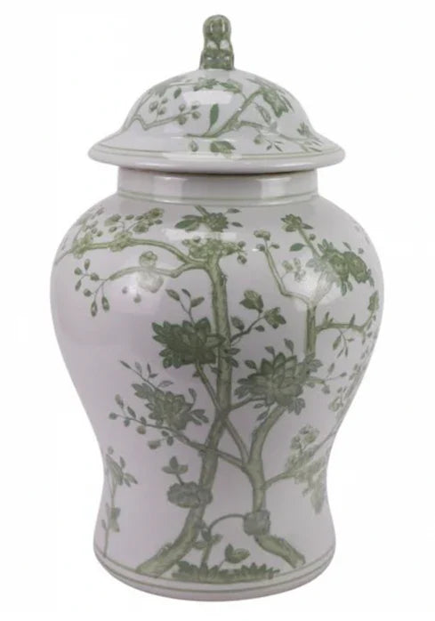 Green Floral and Vine Jar