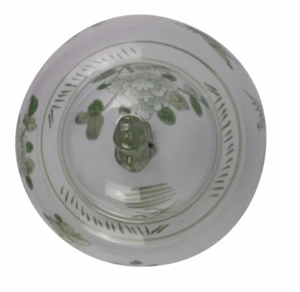 Mid Sized Green Floral and Bird Jar - The Mayfair Hall