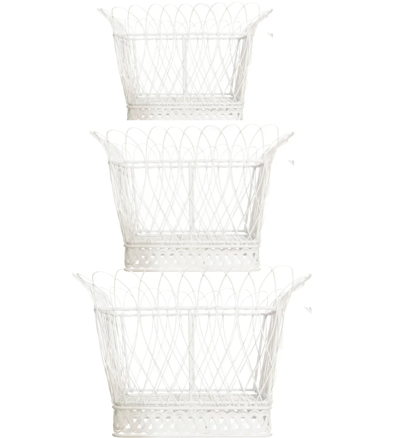 SQUARE WHITE FRENCH WIRE BASKET - The Mayfair Hall