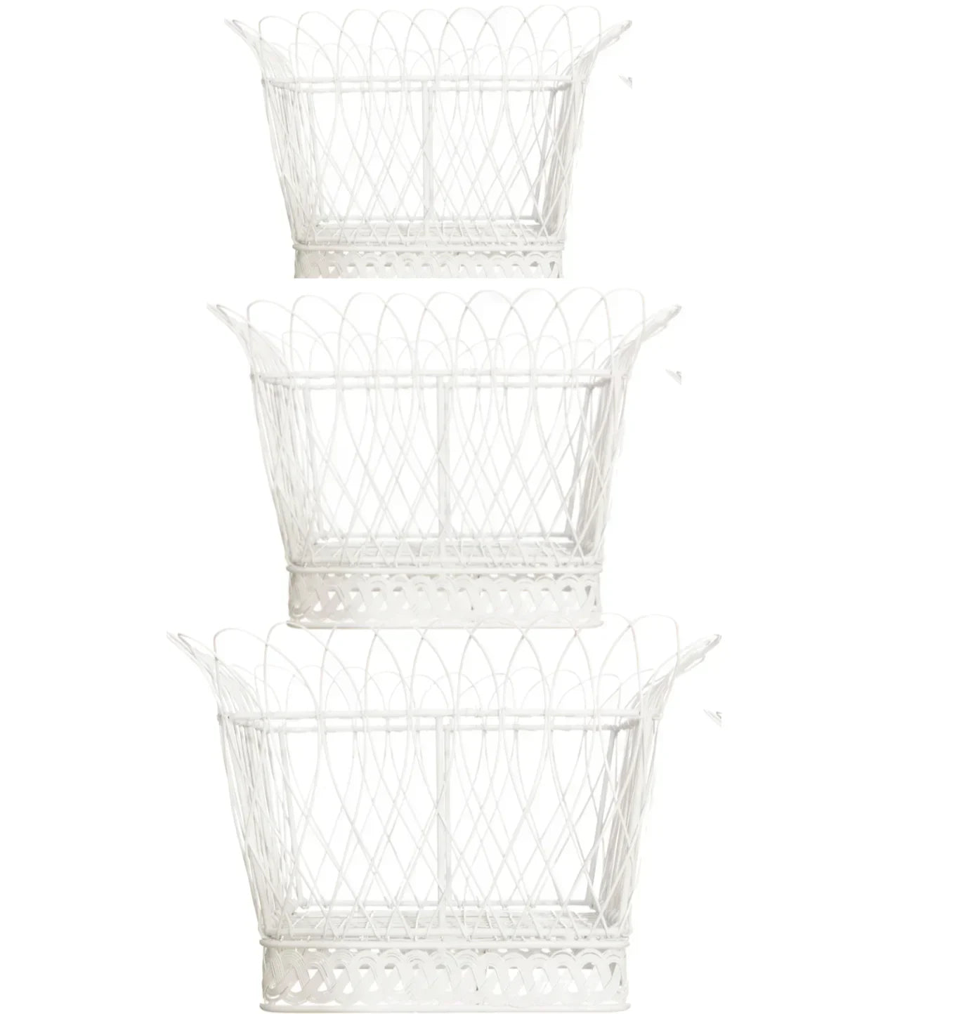 SQUARE WHITE FRENCH WIRE BASKET - The Mayfair Hall