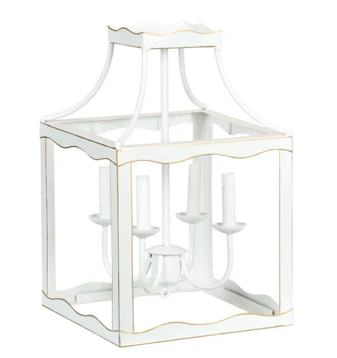 Medium Lantern in Soft White and Gold - The Mayfair Hall