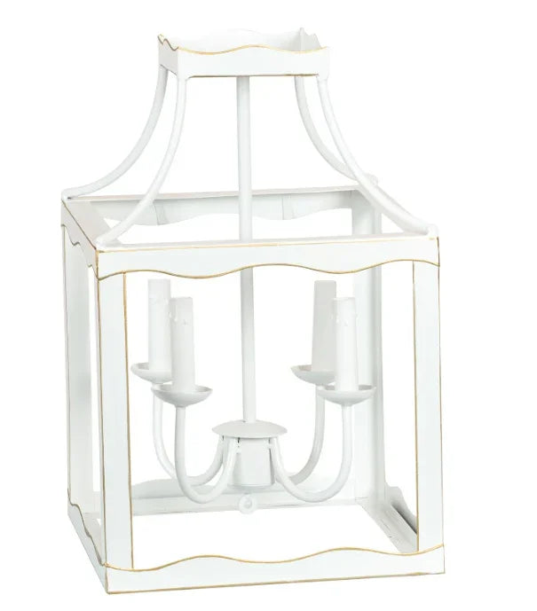 Medium Lantern in Soft White and Gold - The Mayfair Hall