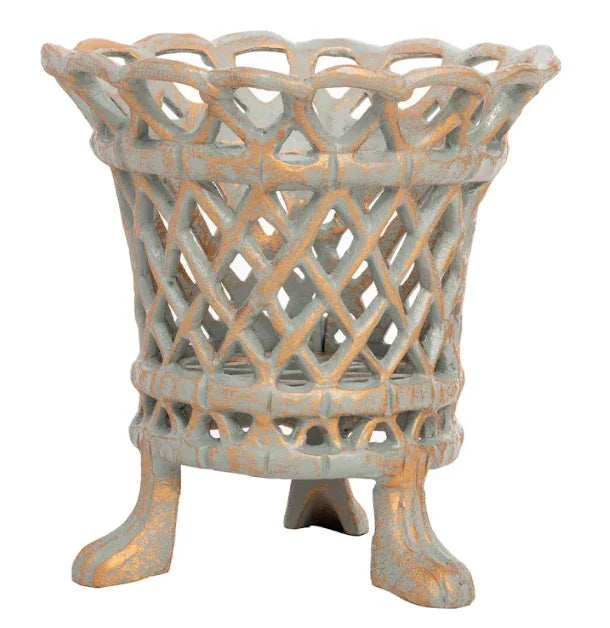 Verde Green & Gold Lattice Footed Planter - The Mayfair Hall