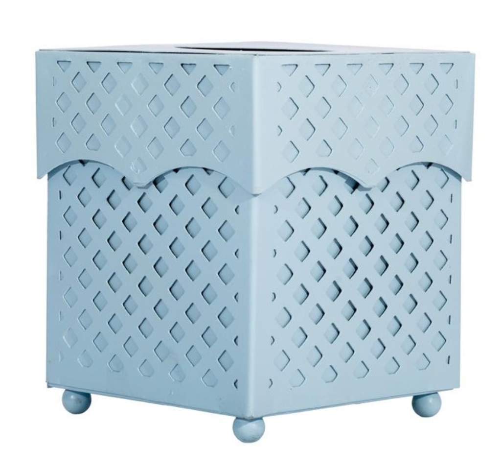 Slate Blue Lattice Wastepaper Basket & Tissue (3 Options)