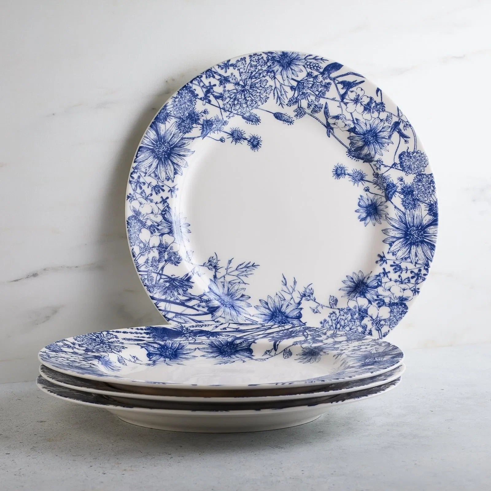 Summer Blues Rimmed Porcelain Dinner Plate - The Mayfair Hall