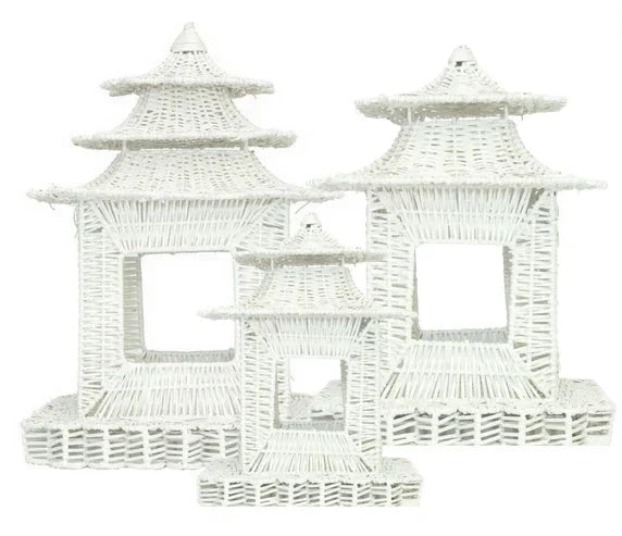White Scalloped Wicker Pagoda - The Mayfair Hall
