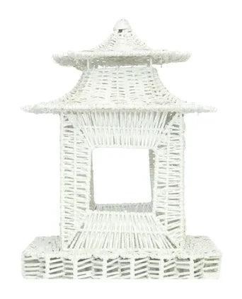 White Scalloped Wicker Pagoda - The Mayfair Hall