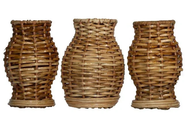 Set of 3 Mini Wicker Vases - The Mayfair Hall