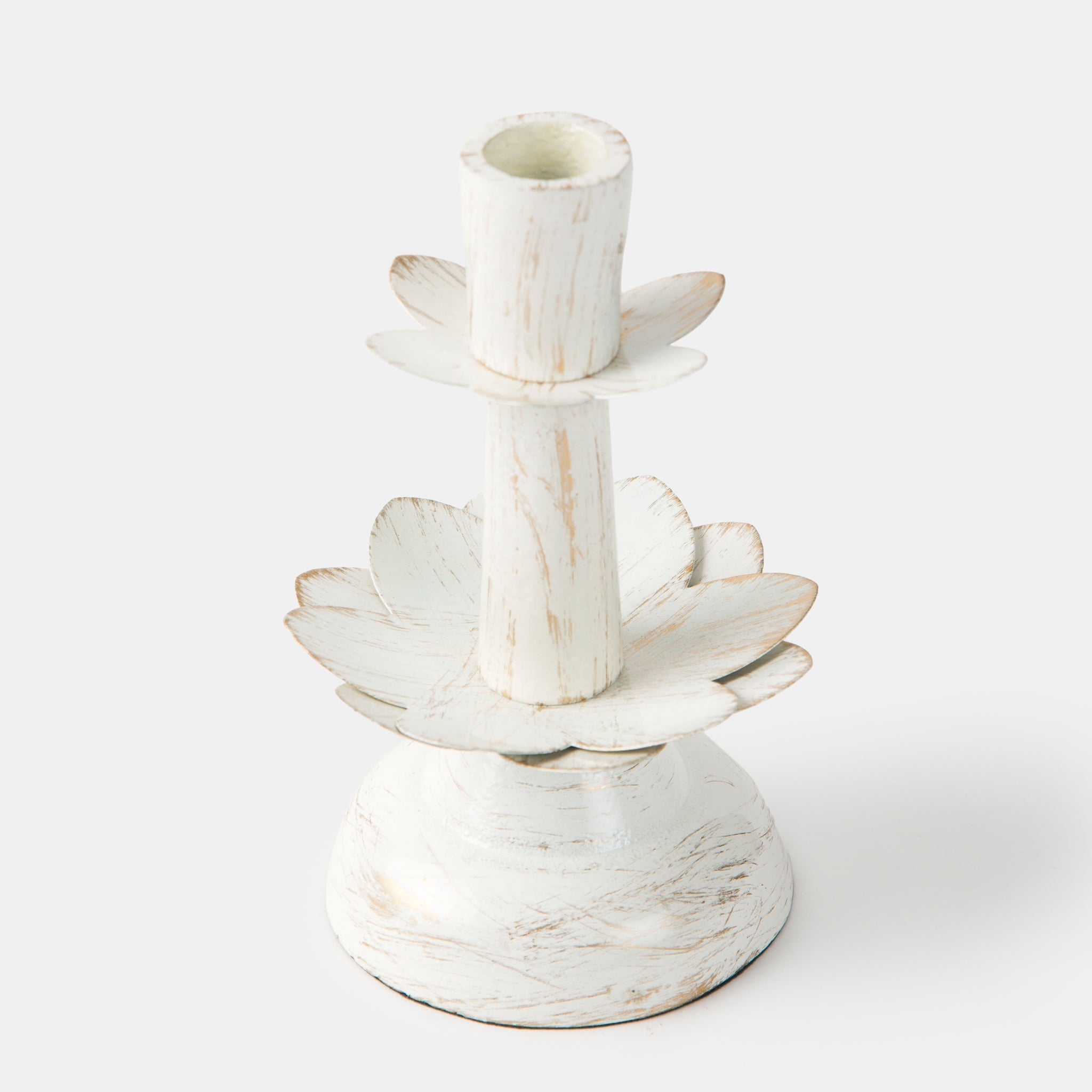 Lotus Bloom Tapered Aluminum Candleholder