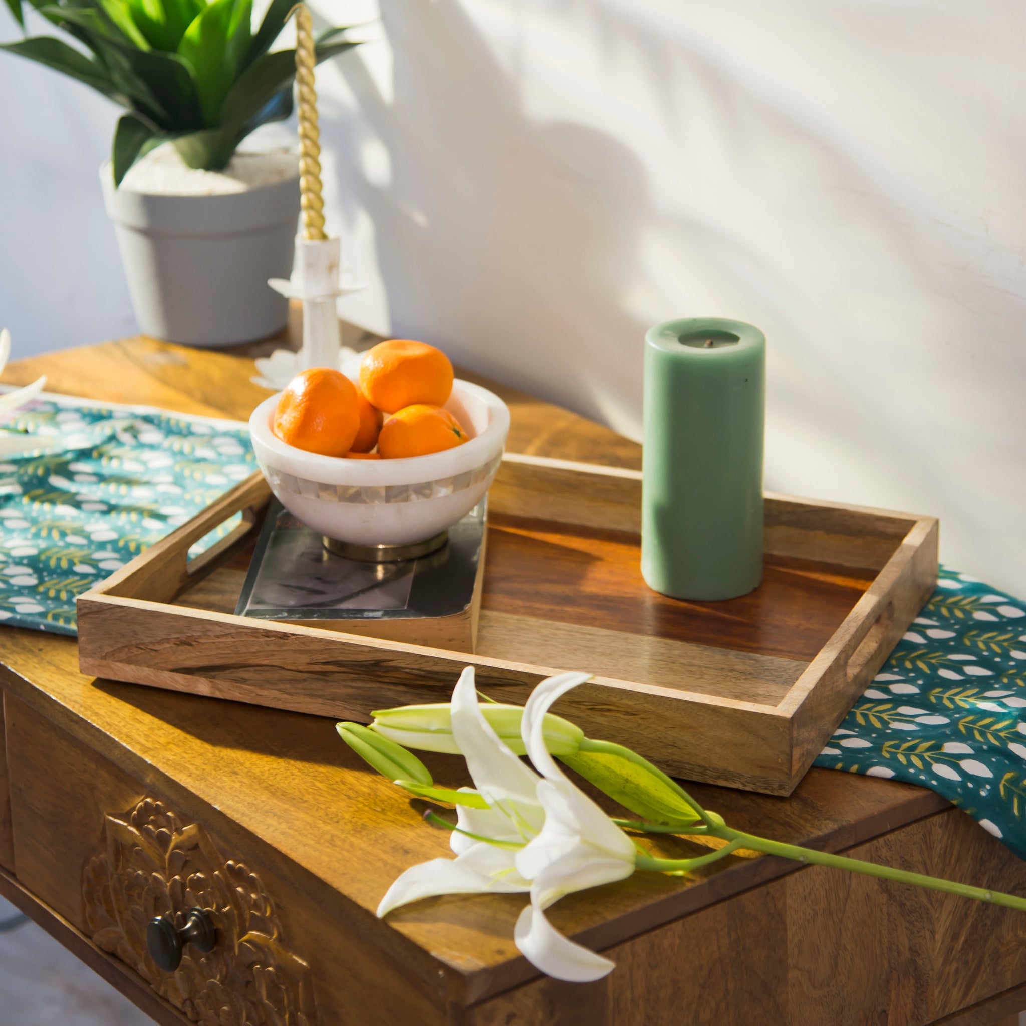 Rustic Elegance Two-Tone Serving Tray