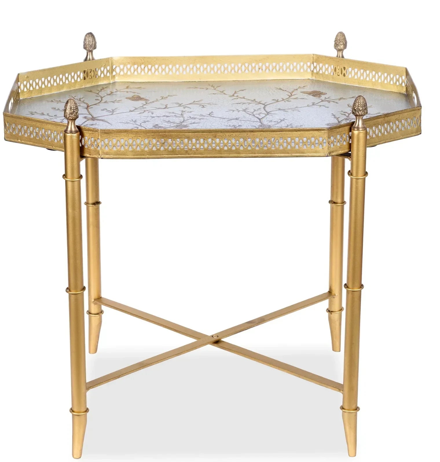 Pewter Octagon Tray with Gold Table - The Mayfair Hall
