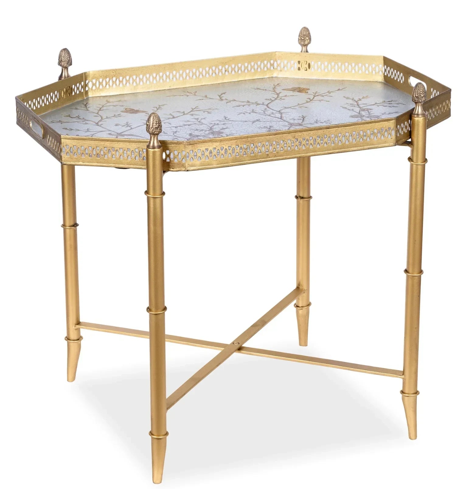 Pewter Octagon Tray with Gold Table - The Mayfair Hall
