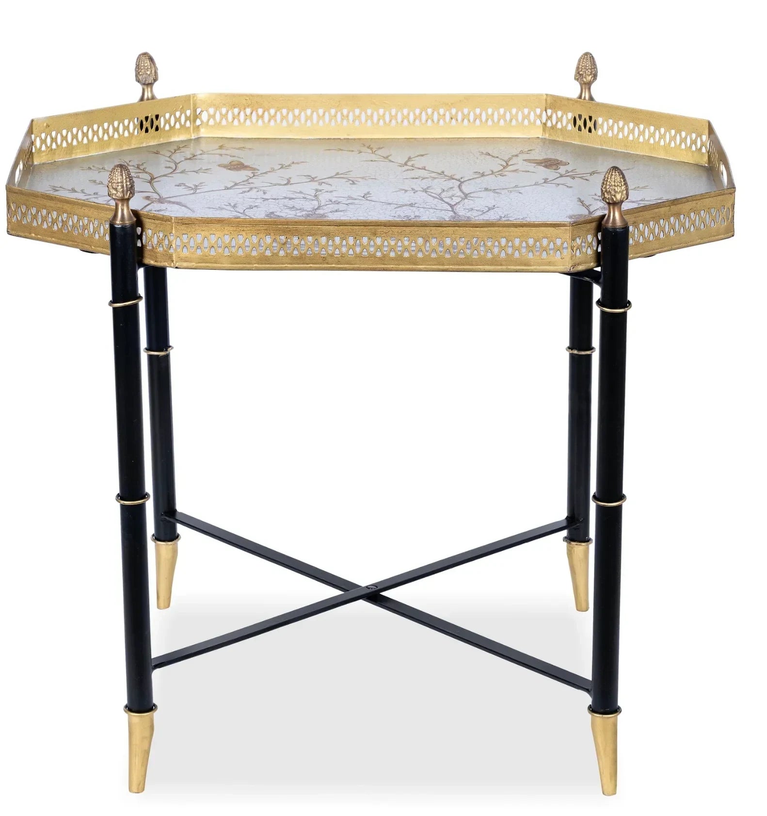 Pewter Octagon Tray with Black Table - The Mayfair Hall