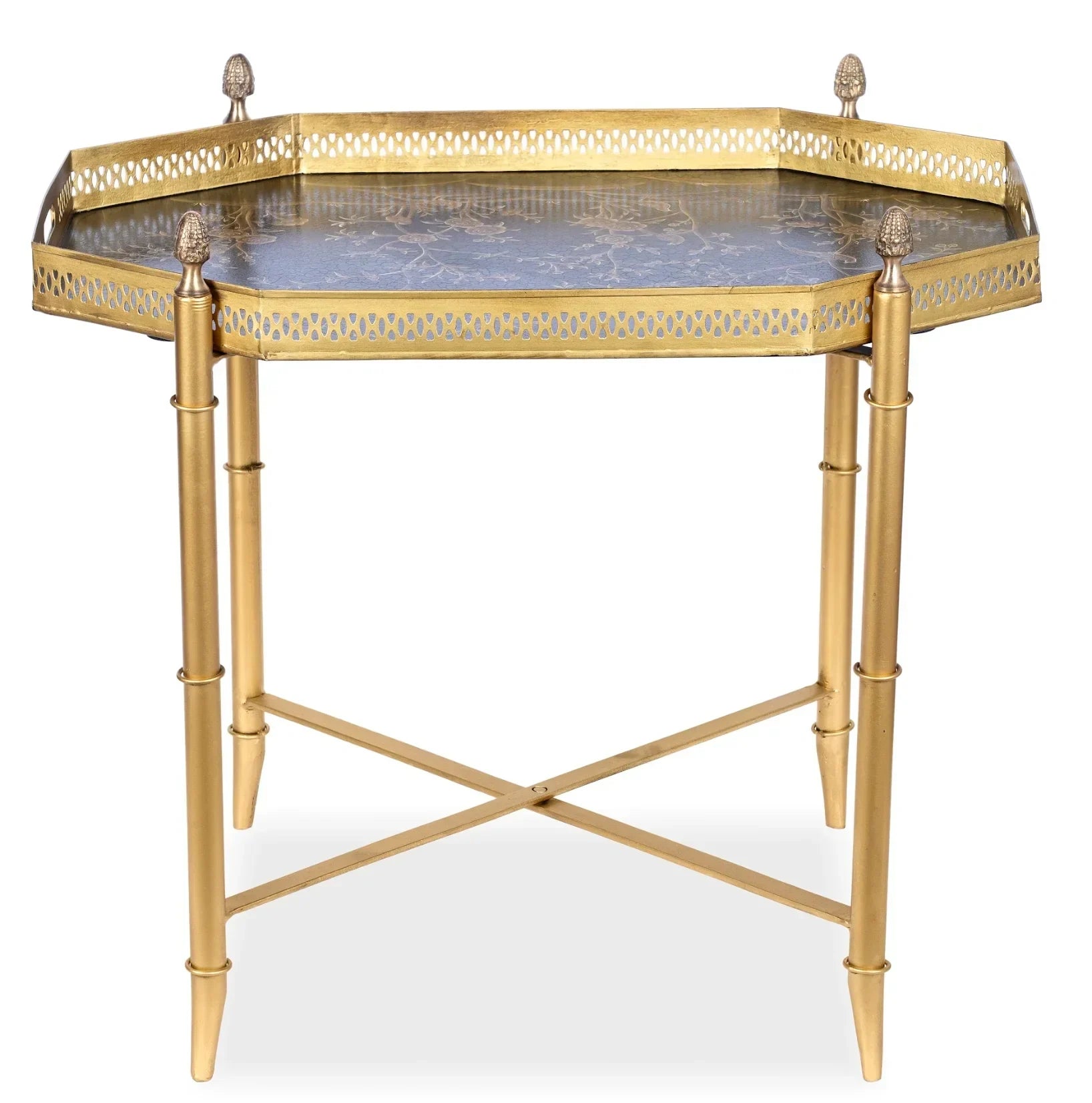 Black OCTAGON TRAY WITH GOLD TABLE - The Mayfair Hall