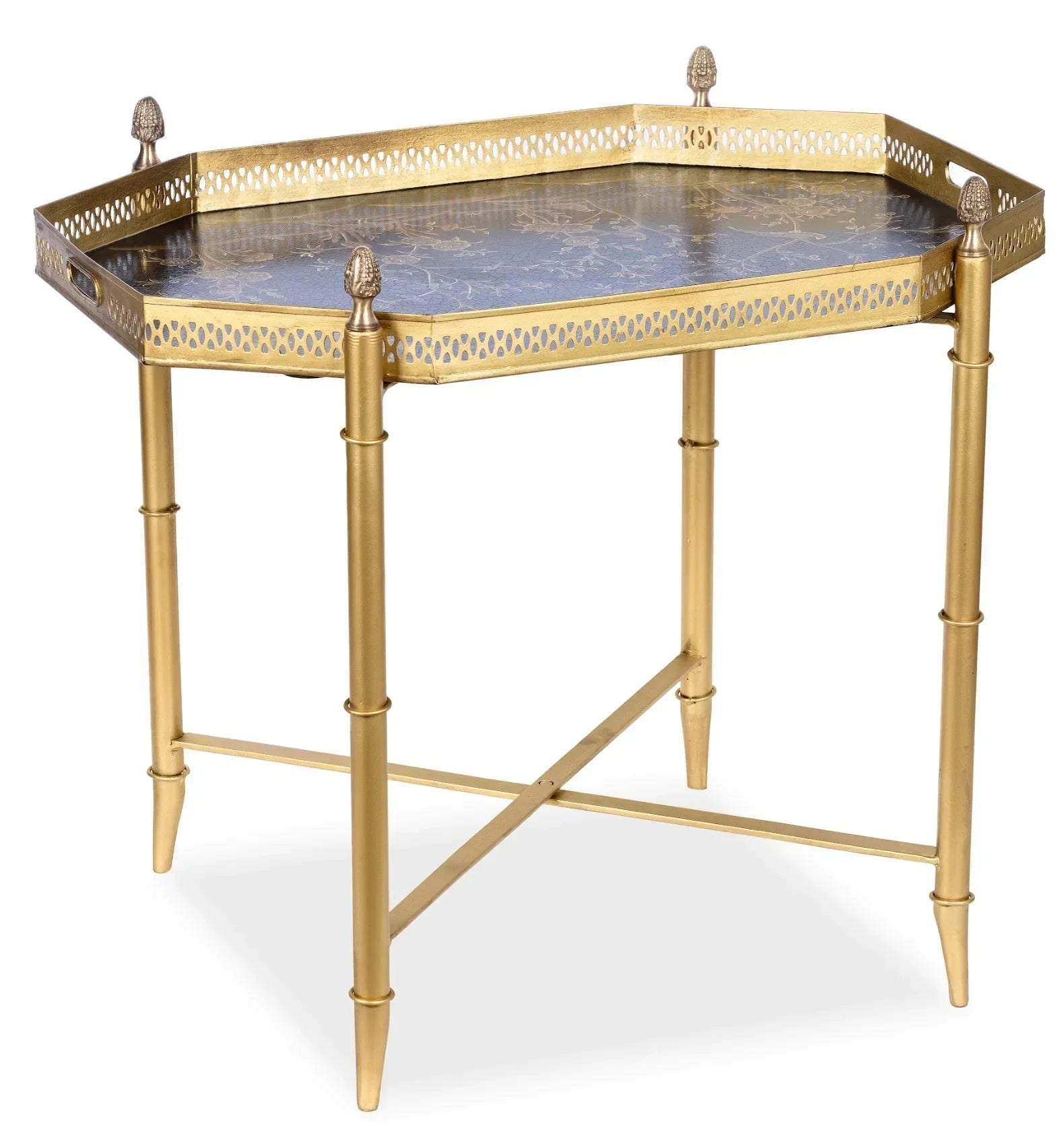 Black OCTAGON TRAY WITH GOLD TABLE - The Mayfair Hall