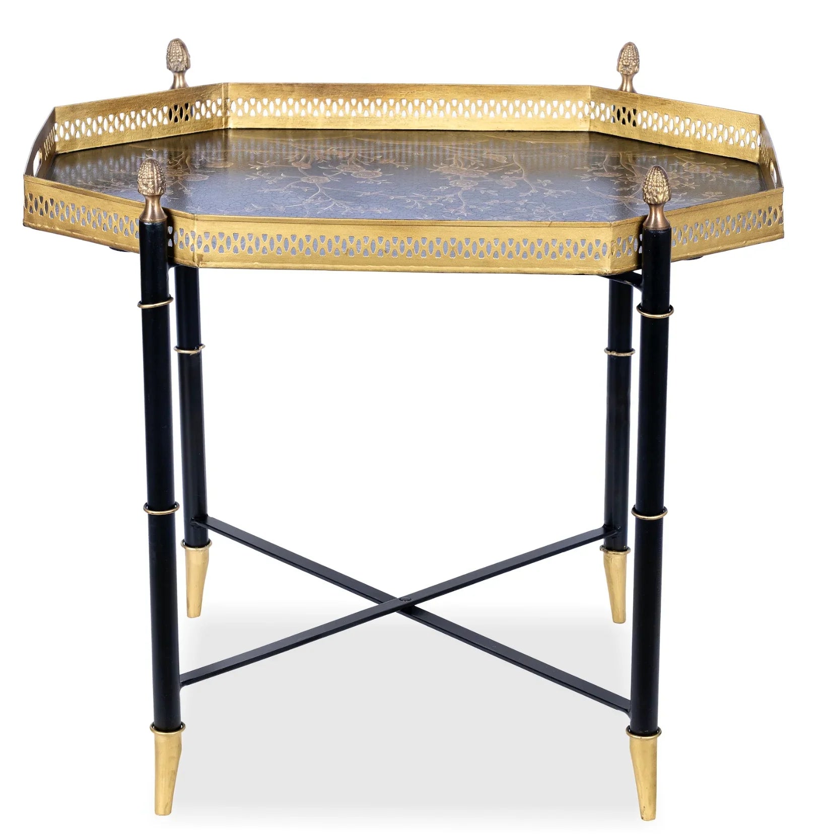 BLACK OCTAGON TRAY WITH Black TABLE - The Mayfair Hall