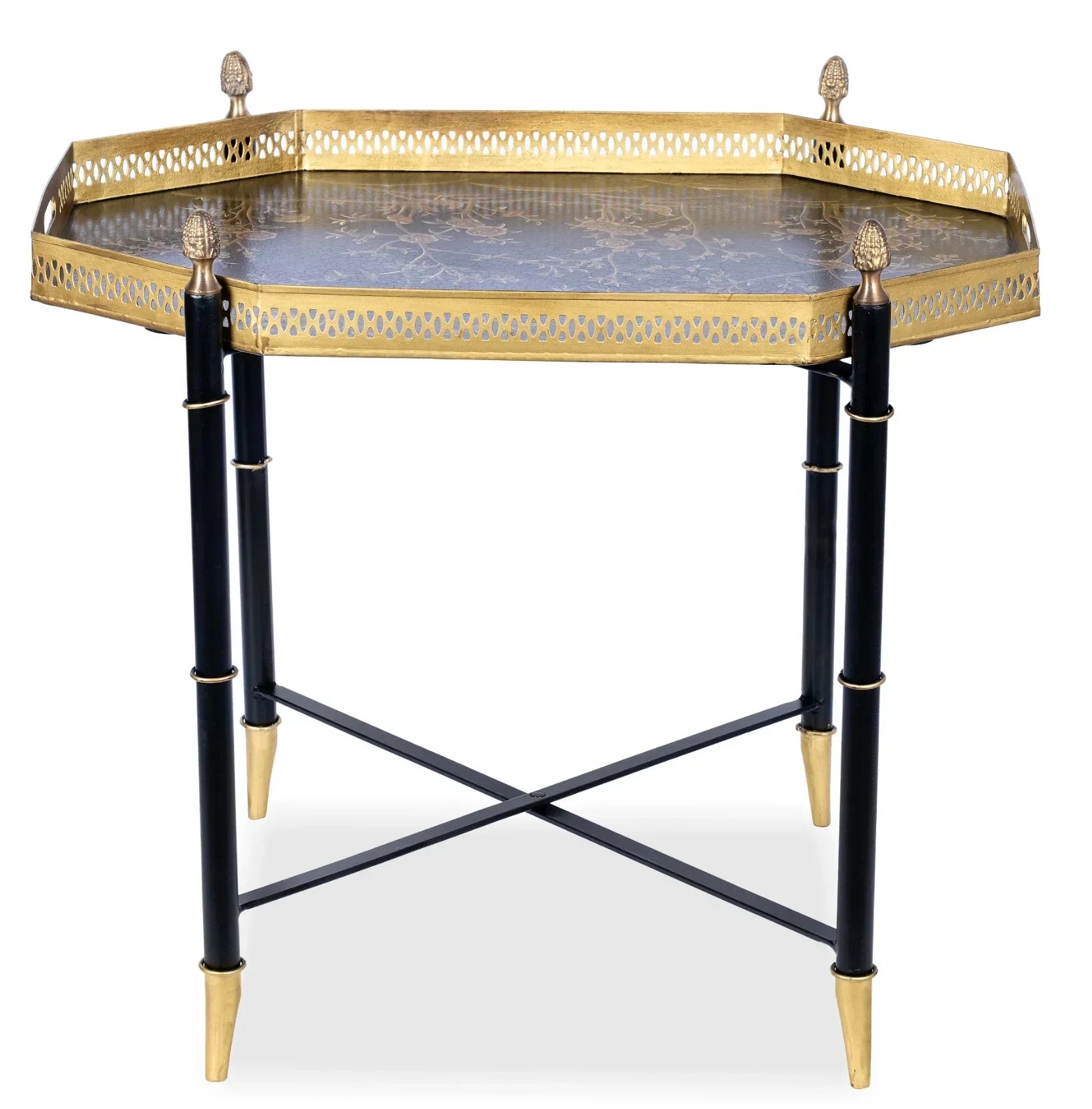 BLACK OCTAGON TRAY WITH Black TABLE - The Mayfair Hall