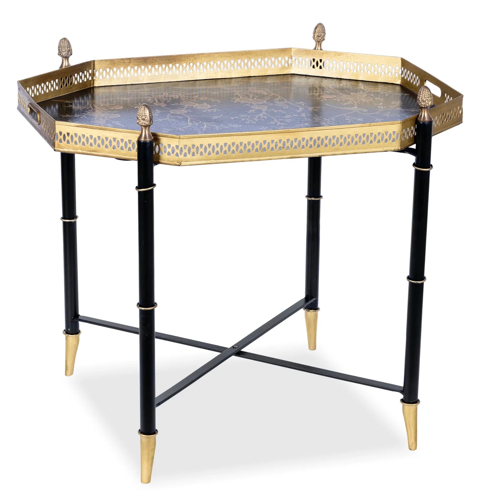 BLACK OCTAGON TRAY WITH Black TABLE - The Mayfair Hall