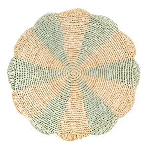 Pinwheel Blue Placemat, raffia tabletop - The Mayfair Hall