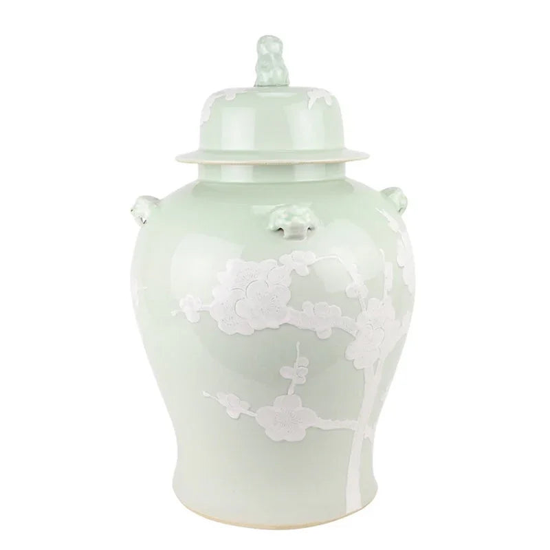 PASTEL PALE GREEN CHERRY BLOSSOM JAR - The Mayfair Hall