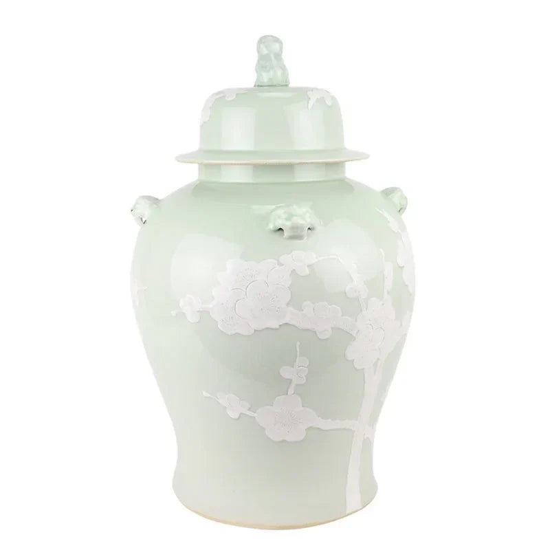 PASTEL PALE GREEN CHERRY BLOSSOM JAR - The Mayfair Hall