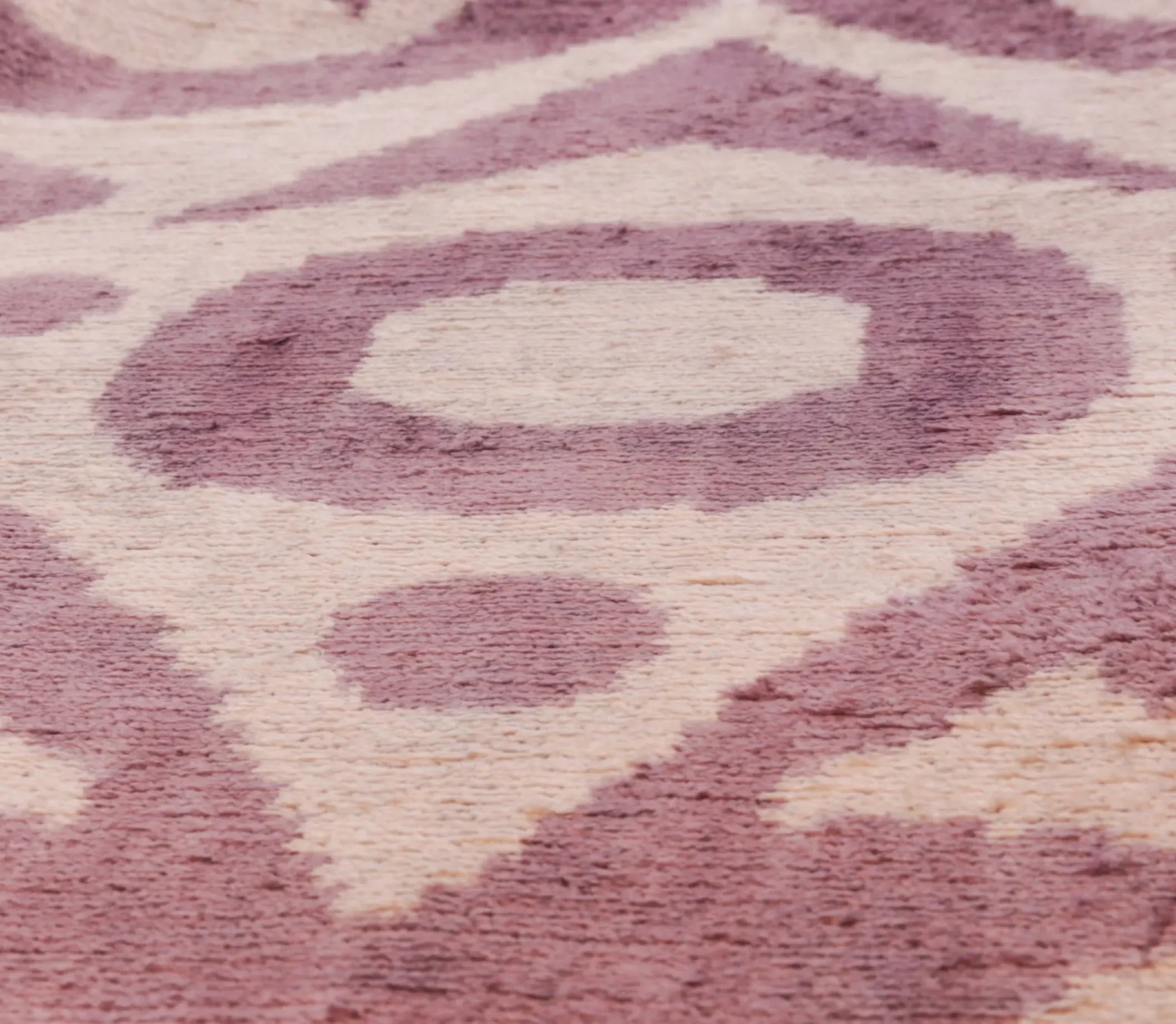 Handmade Ikat Silk Velvet Throw Pillow - 16x24, Lavender and Cream Luxury Cushion with Down Feather Insert - The Mayfair Hall