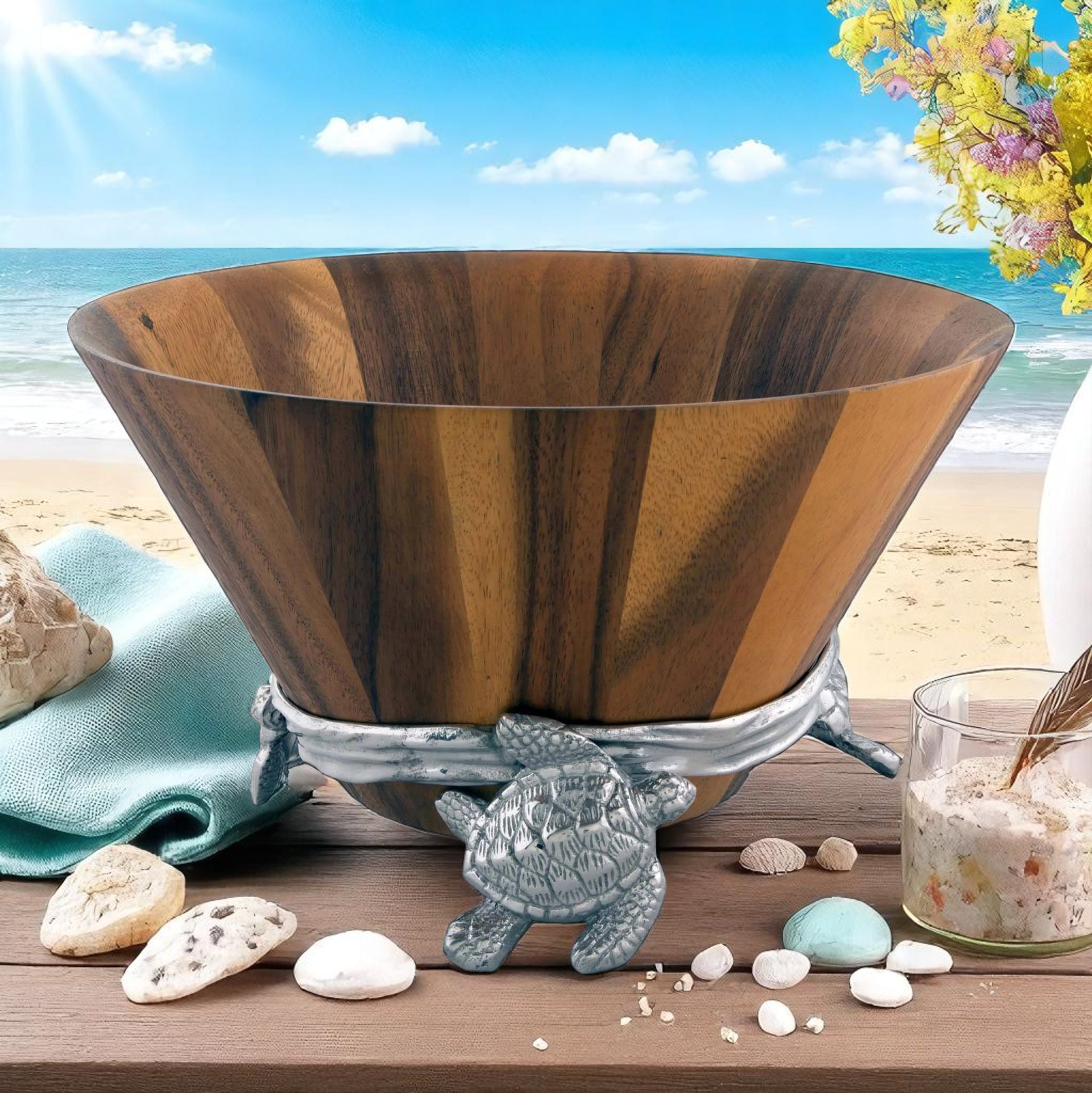 Sea Turtle Wood Salad Bowl