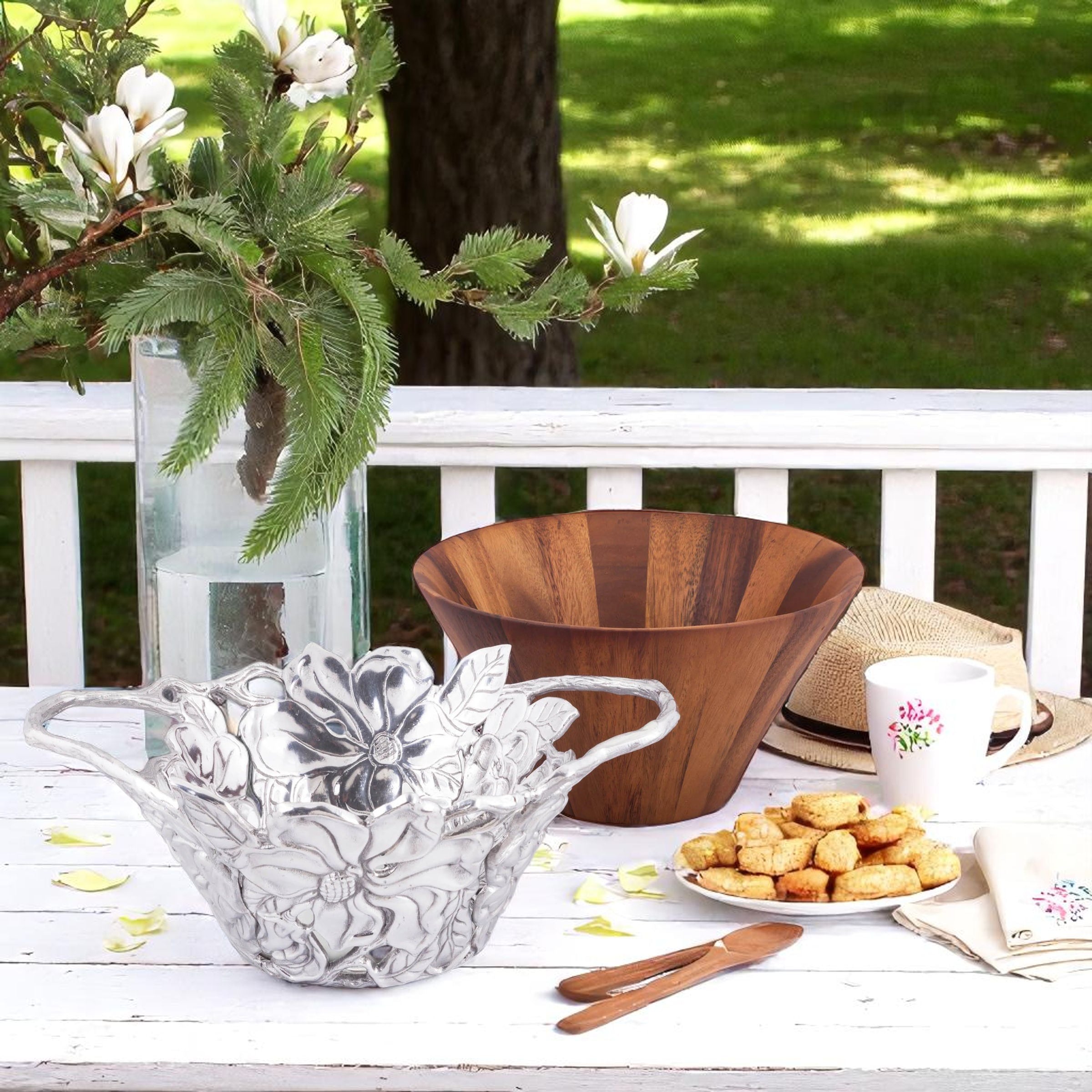 Magnolia Wood Tall Salad Bowl