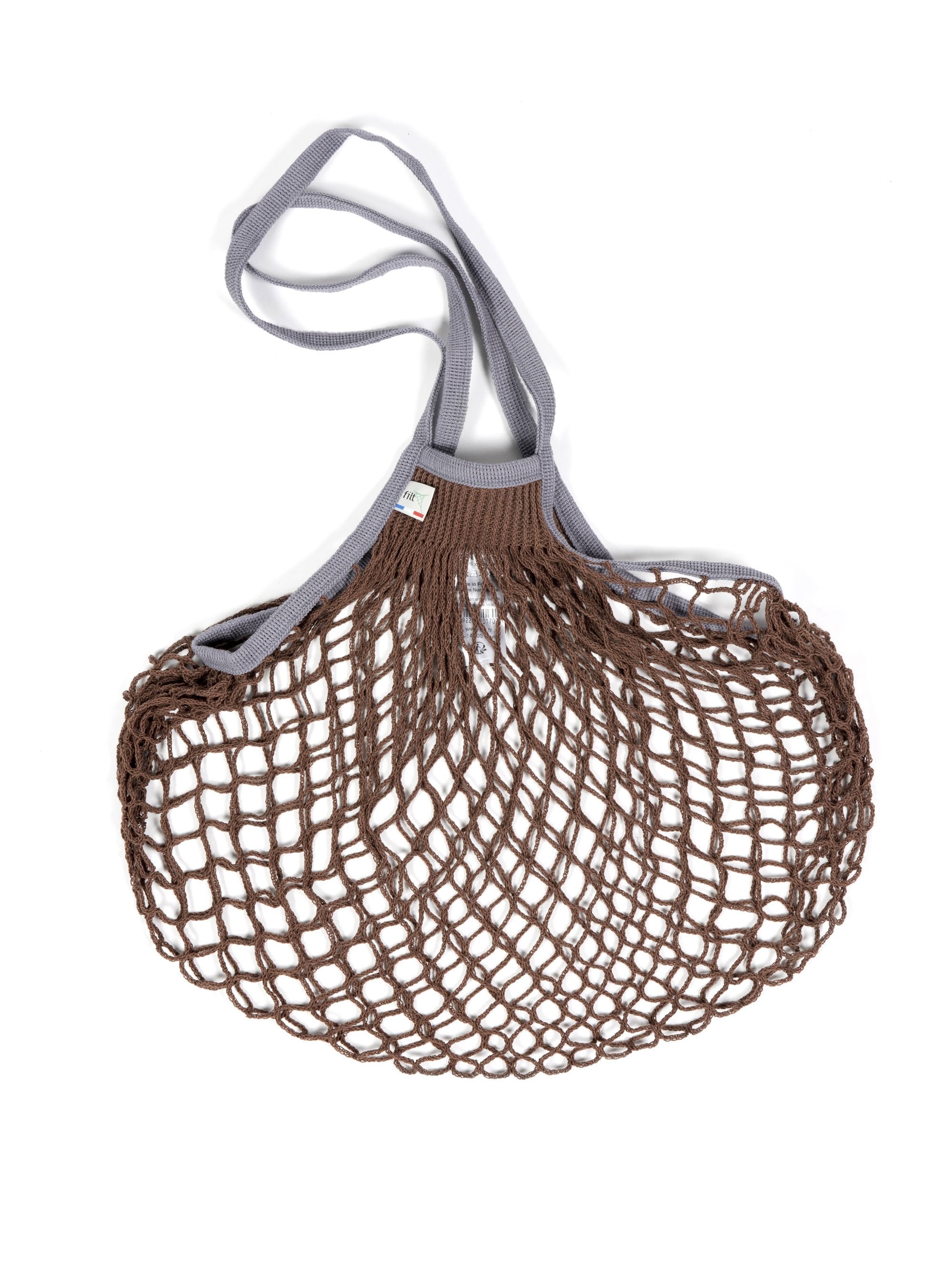 Filt Brown Cotton Grey Handle Shopper Medium -220SEPIA.POIGNEE.GRIS.LEAD