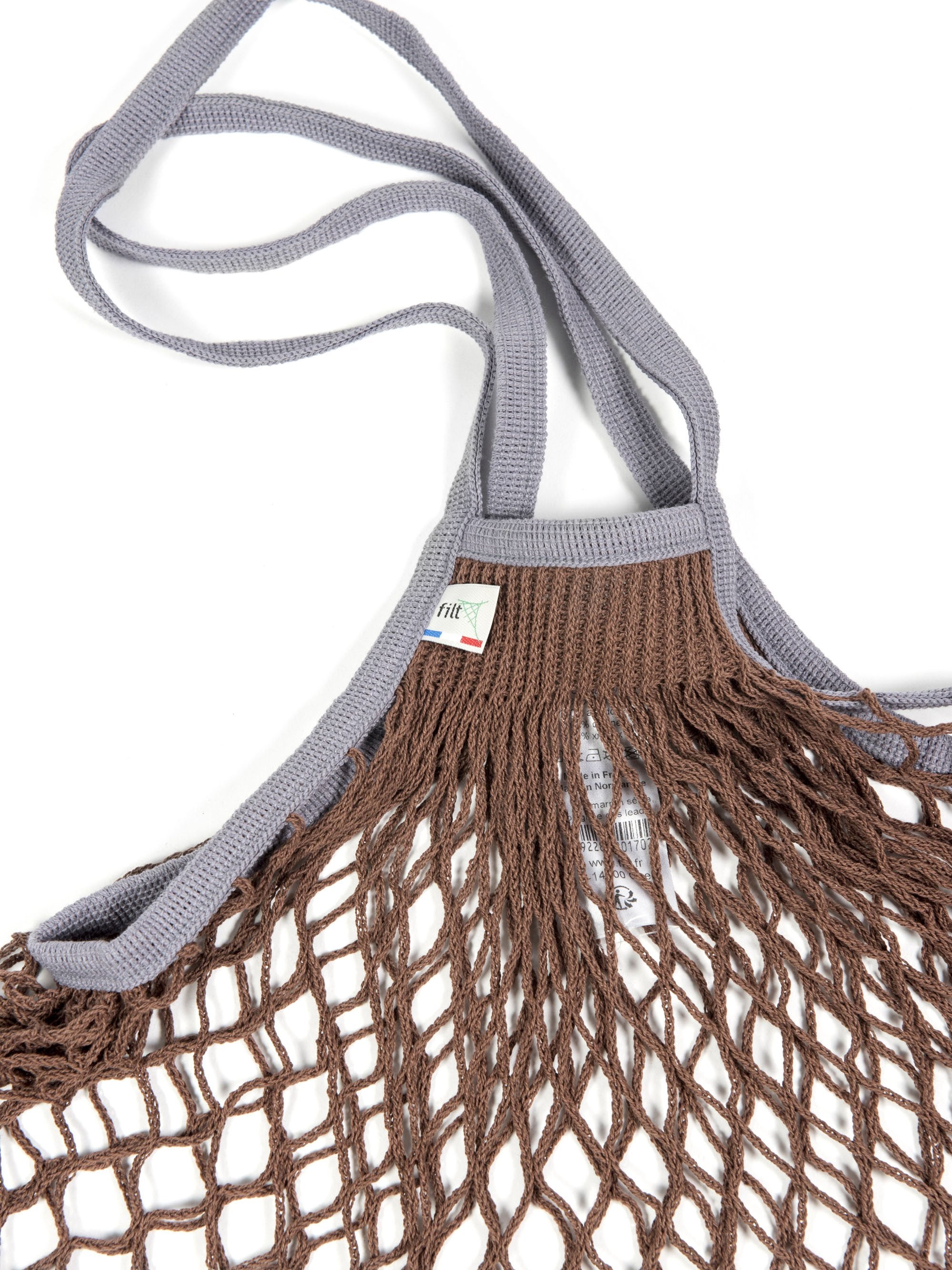 Filt Brown Cotton Grey Handle Shopper Medium -220SEPIA.POIGNEE.GRIS.LEAD