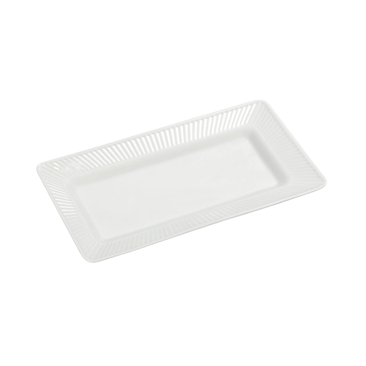 Plisse Pleated Rectangular Porcelain Platter by Pillivuyt