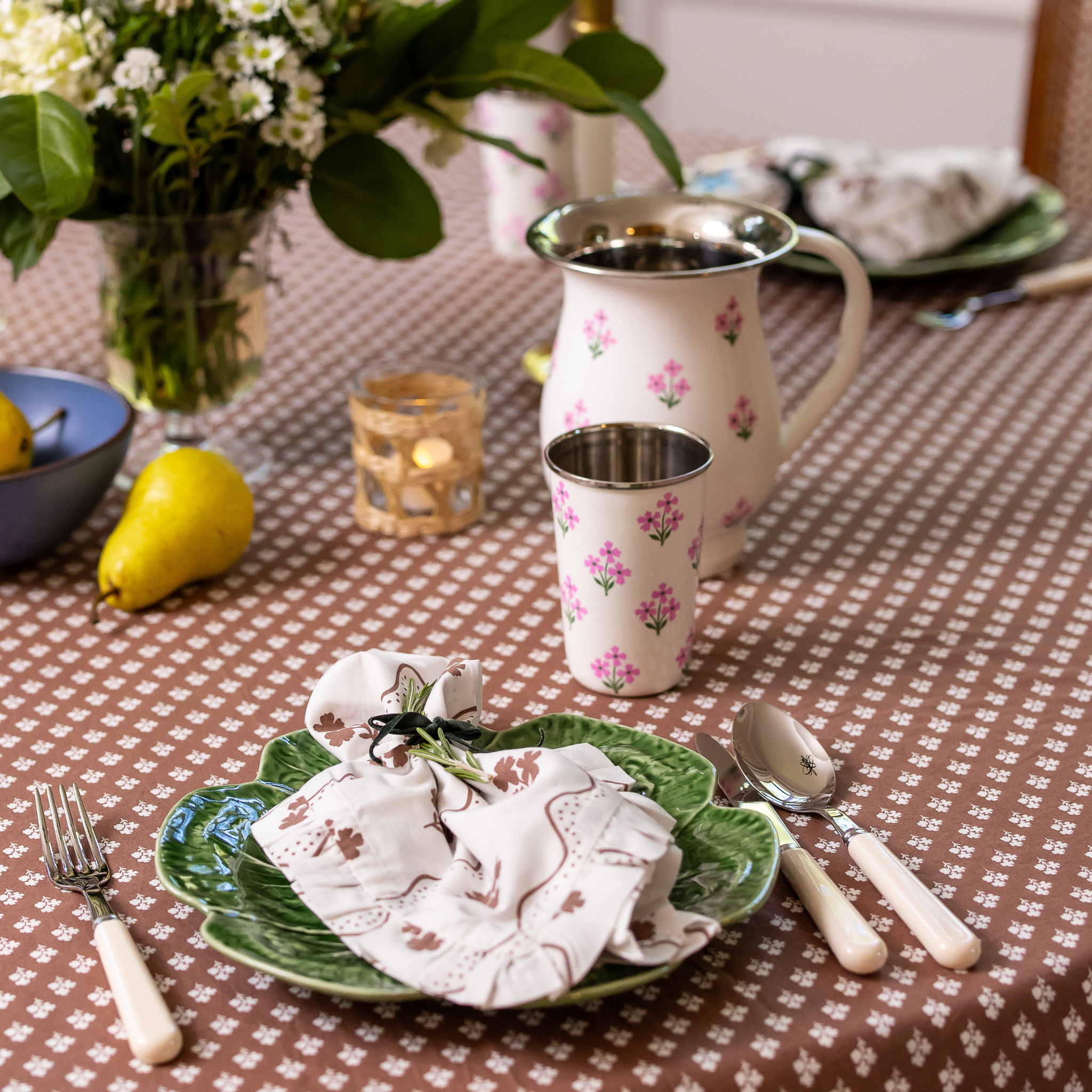 Floral Pink Tall Enamelware Tumbler - Set of 4