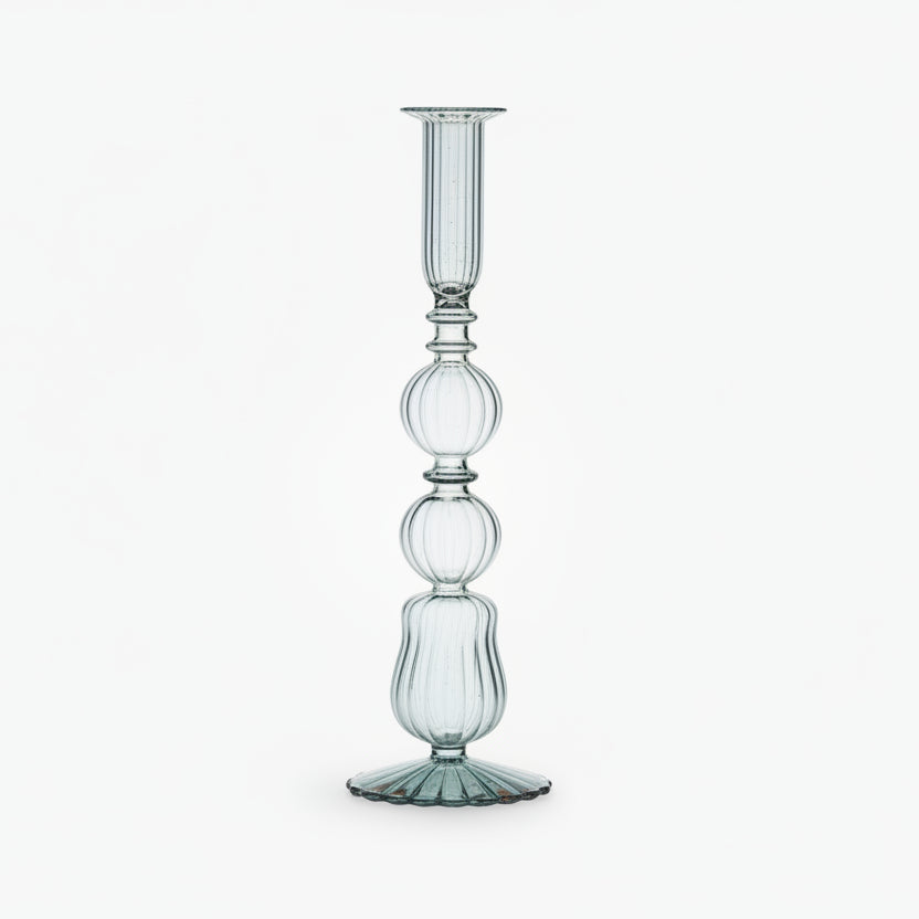 GLASS Cambridge Emma 10.5" Candlestick Holder Set of 2 (Light Green)