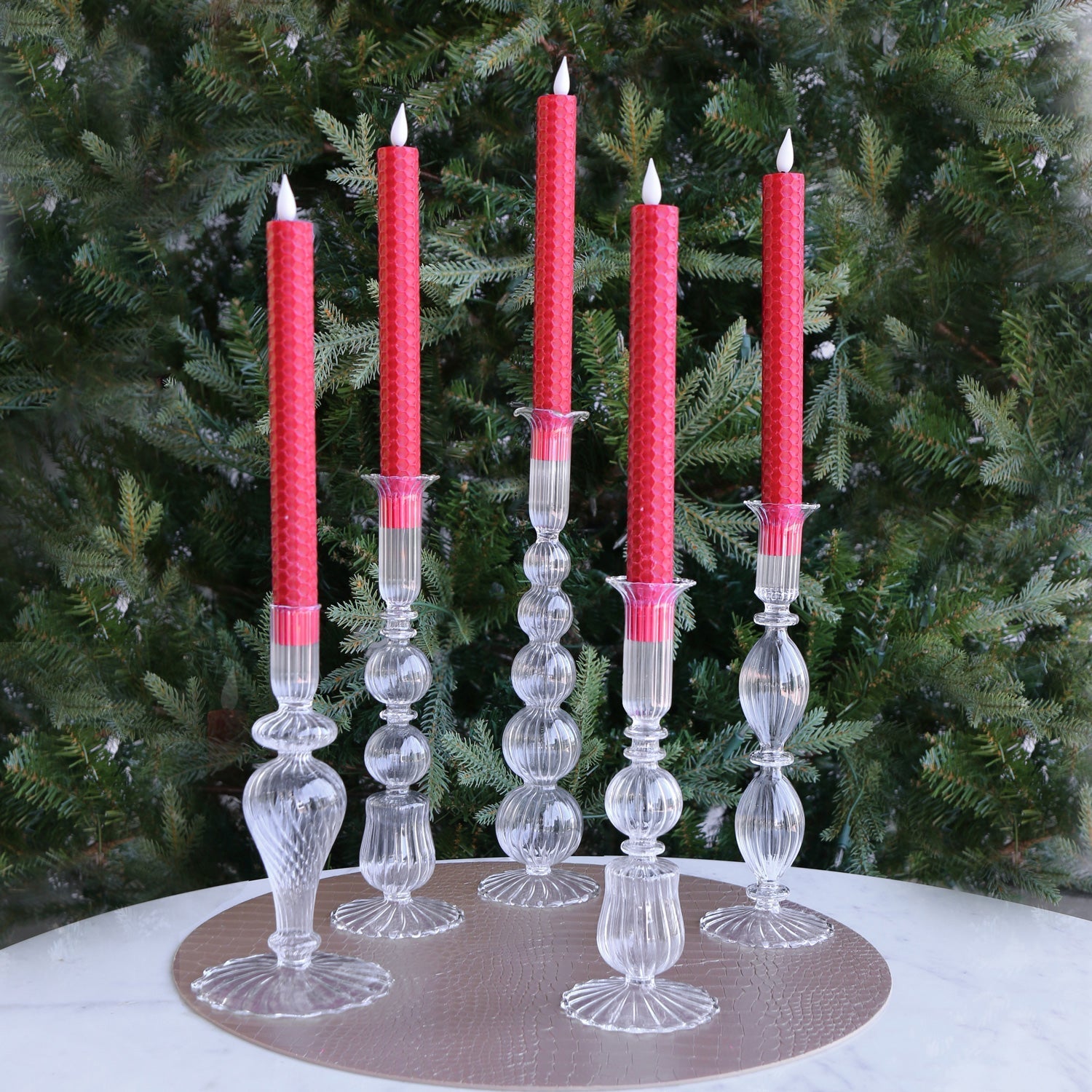 GLASS Cambridge Emma 10.5" Candlestick Holder Set of 2 Clear
