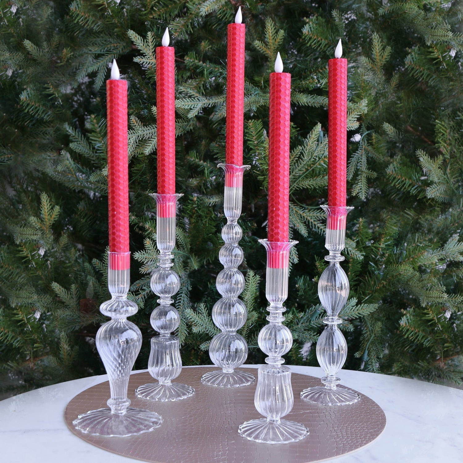 GLASS Cambridge Sophia 9" Candlestick Holder Set of 2 (Clear)