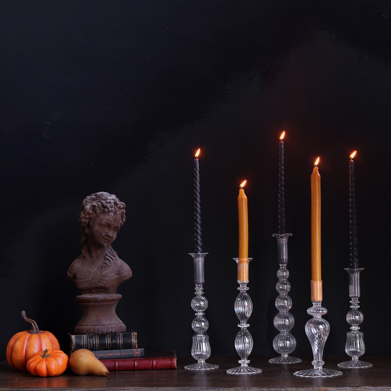GLASS Cambridge Sophia 9" Candlestick Holder Set of 2 (Clear)
