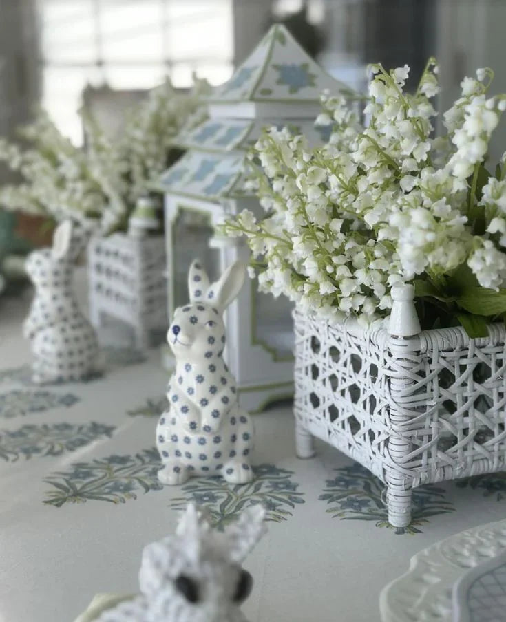 Cane Wicker Box Planter in White - The Mayfair Hall