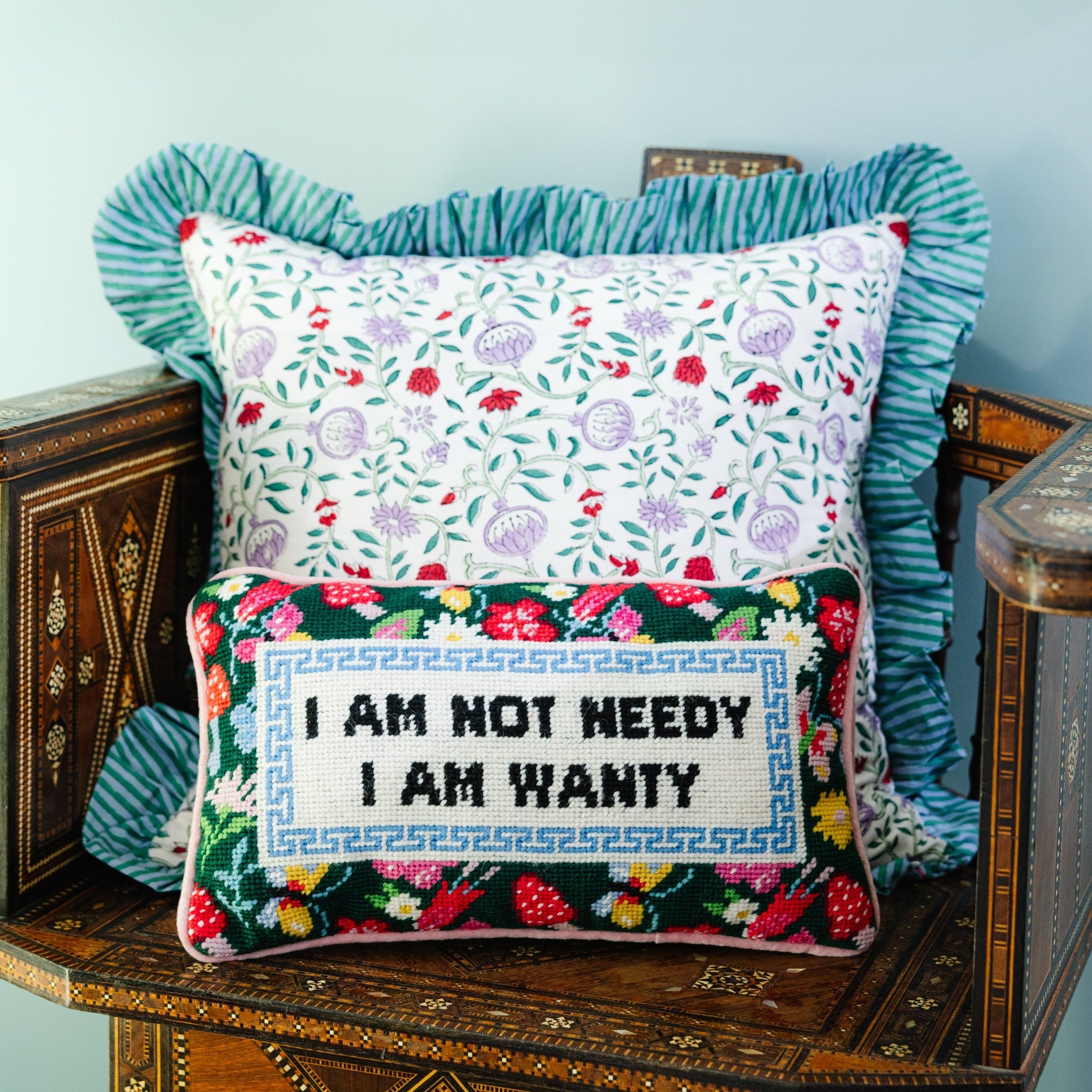 Not Needy Needlepoint Throw Pillow