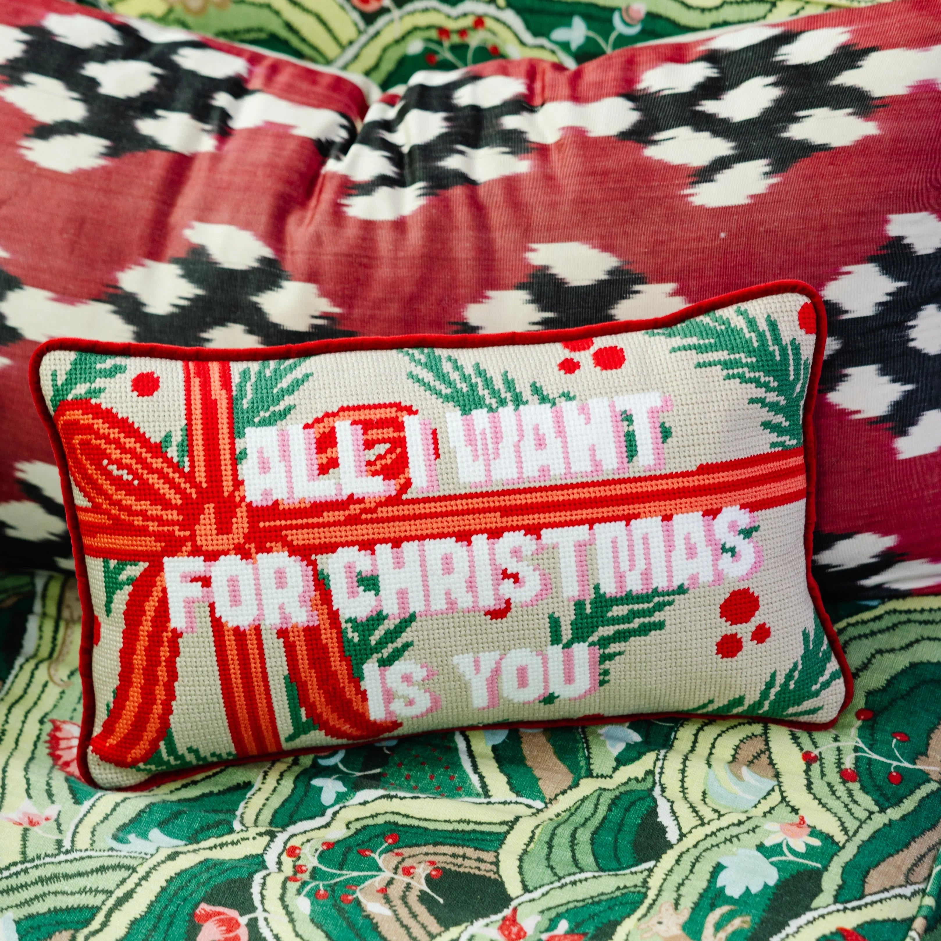 All I Want Needlepoint Throw Pillow