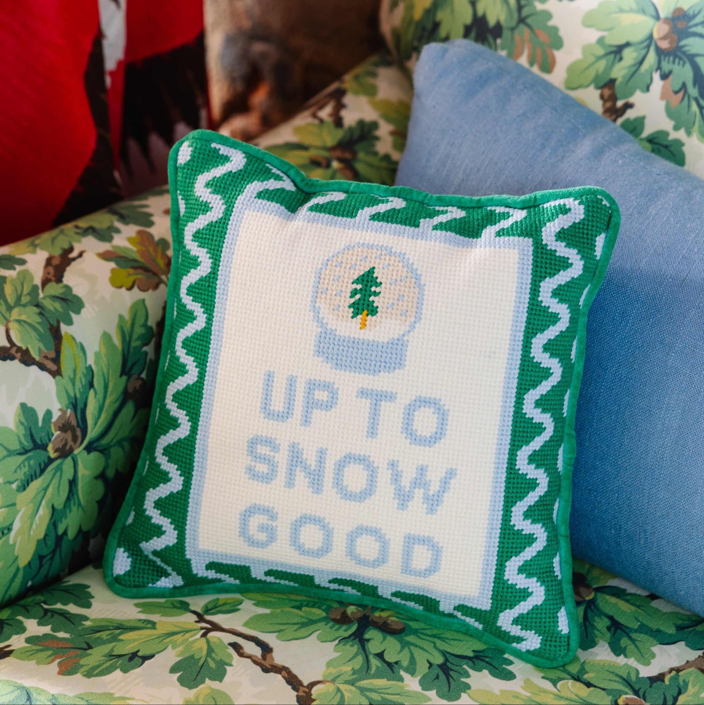 Up to Snow Good Needlepoint Throw Pillow