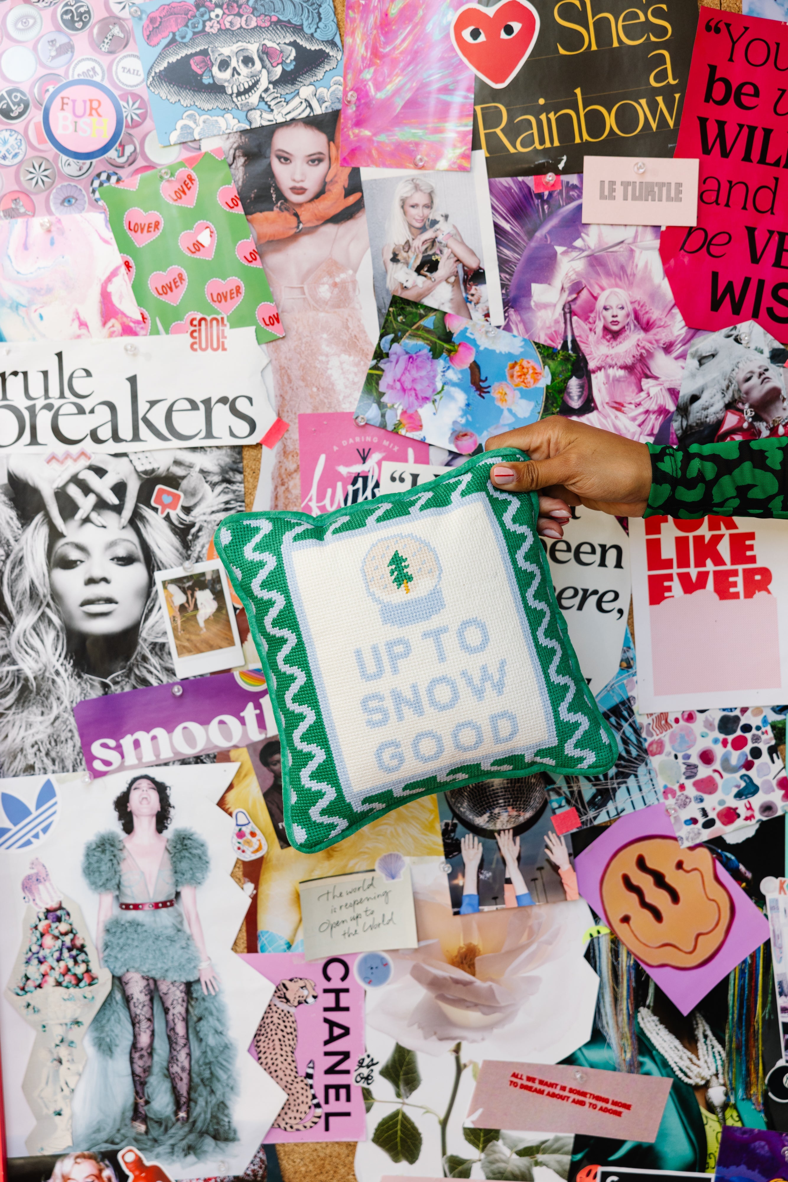 Up to Snow Good Needlepoint Throw Pillow