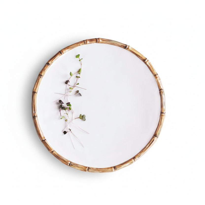 VIDA Bamboo 11" Dinner Plate Set of 4 (White and Natural)